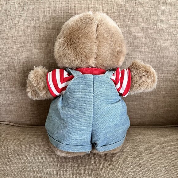 Vintage Suzys Zoo Ollie Marmot Bear Plush 11" StarShine Overalls Striped Shirt - Picture 2 of 9
